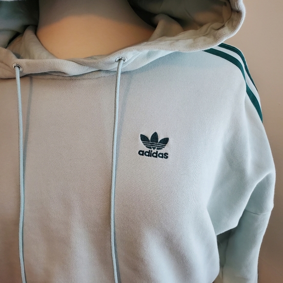Adidas Cropped Striped Hoodie - Picture 2 of 9